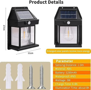 Motion Sensor Solar Sensor Lamp - Black Outdoor Lighting Solution