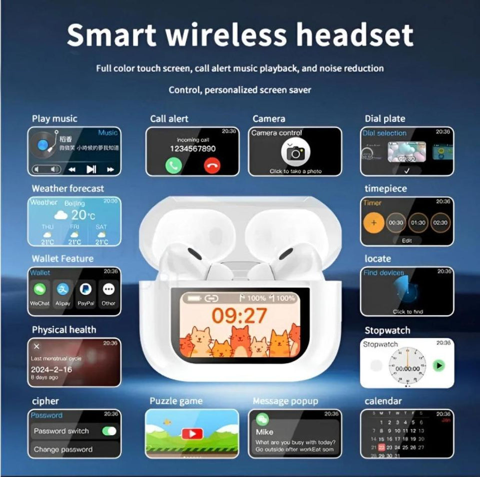 Earbuds Noise-Cancelling with Smart Touch LED