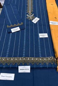 3 Pcs Women's Unstitched Sequins Embroidered Suit
