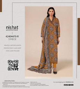 3 Pcs Women's Unstitched Printed Suit