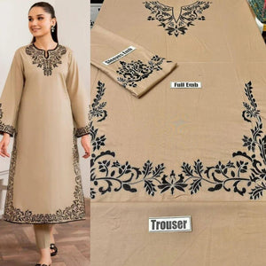 2 Pc Women's Unstitched Embroidered Suit