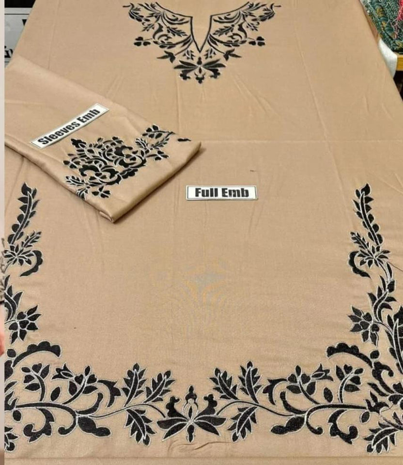 2 Pc Women's Unstitched Embroidered Suit