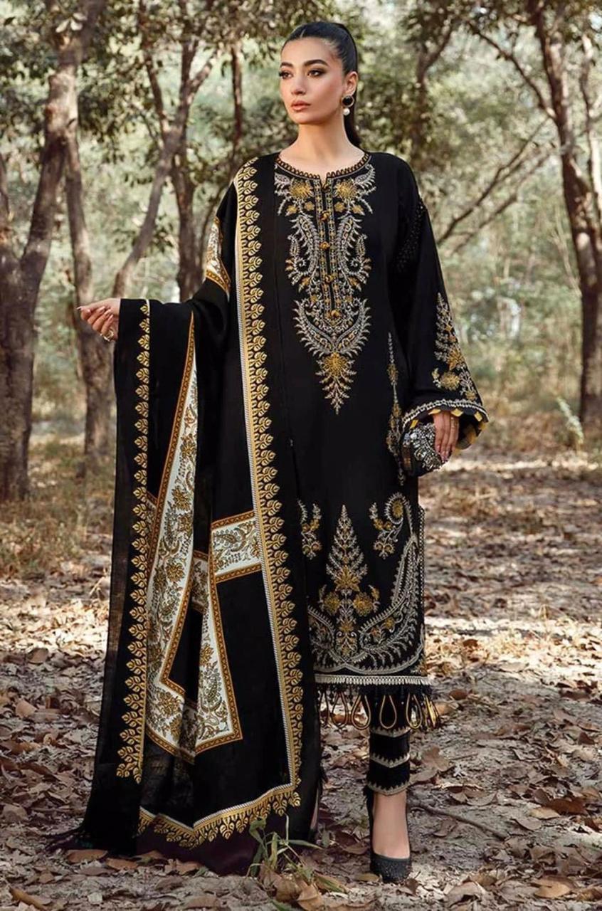 3 Pcs Women's Unstitched Embroidered Suit