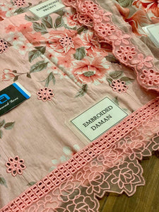 3 Pcs Women's Unstitched Embroidered Suit