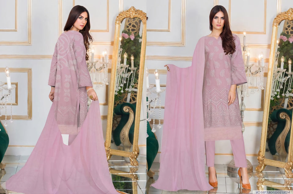 3 Pcs Women's Unstitched Embroidered Suit