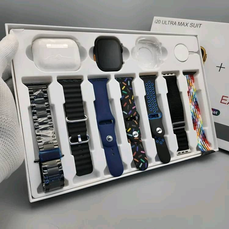 i20 Ultra Max Smartwatch with Earpods Pro 2 & 7 Premium Interchangeable Straps - The Ultimate Tech Bundle