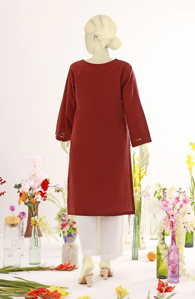 2 Pcs Women's Stitched Arabic Lawn Plain Shirt and Trouser