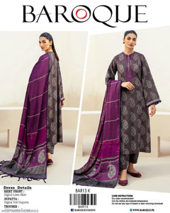 3 Pcs Women's Unstitched Printed Suit