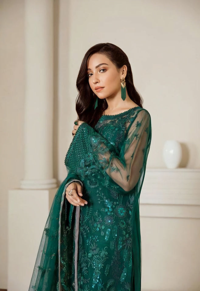 3 Pcs Women's Unstitched Chiffon Embroidered
Suit