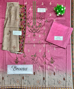 3 Pcs Women's Unstitched Embroidered & prented Suit