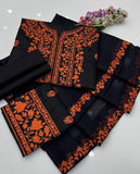3 Pcs Women  Unstitched &  Embroidered Suit